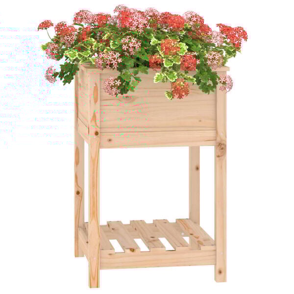 vidaXL Planter with Shelf 54x54x81 cm Solid Wood Pine