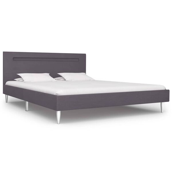 vidaXL Bed Frame with LED without Mattress Grey Fabric 135x190 cm Double
