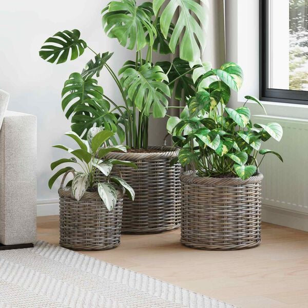 vidaXL Planter Basket with Storage 3 pcs Grey