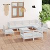 vidaXL 10 Piece Garden Lounge Set Solid Wood Pine White
