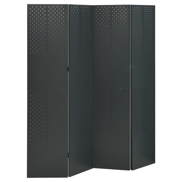 vidaXL 4-Panel Room Dividers 2 pcs Anthracite 160x180 cm Steel