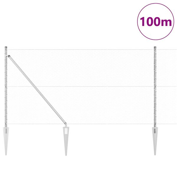 vidaXL Fence Post Silver 100 x 1.4 m (25 mm mesh) Steel