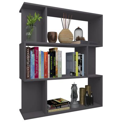 vidaXL Book Cabinet/Room Divider Grey 80x24x96 cm Chipboard