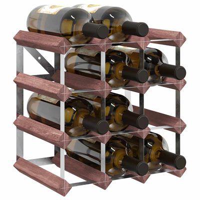 Stackable wine rack with five levels and wooden slats.