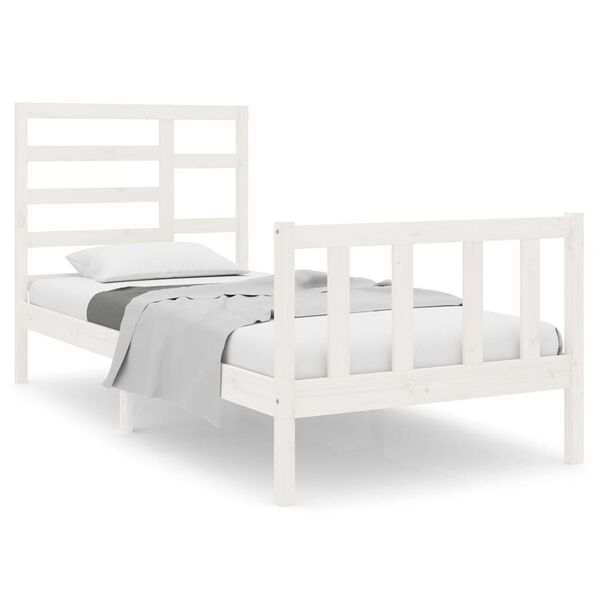 vidaXL Bed Frame without Mattress White Solid Wood 90x190 cm Single