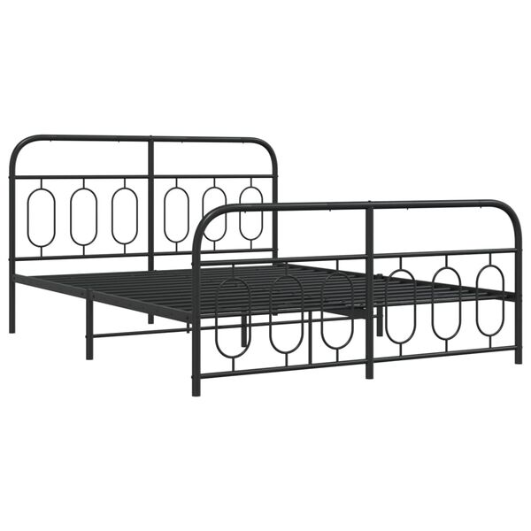 vidaXL Metal Bed Frame without Mattress with Footboard Black 140x200cm