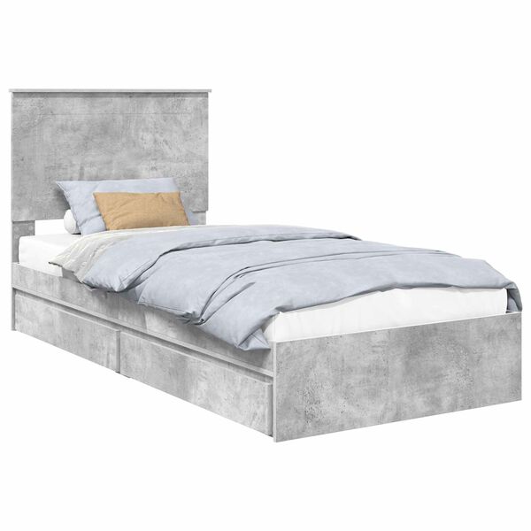 vidaXL Storage Bed Concrete Grey 90 x 190 cm Engineered Wood