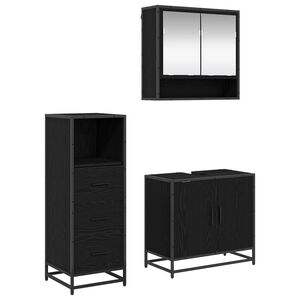 vidaXL Bathroom Furniture Set 3 pcs Black Oak Engineered Wood