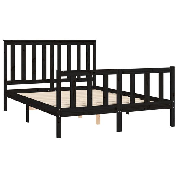 vidaXL Bed Frame without Mattress Black 140x200 cm Solid Wood Pine