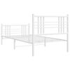 vidaXL Metal Bed Frame without Mattress with Footboard White 100x190cm