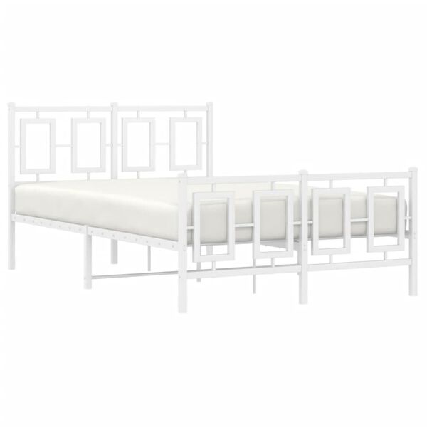 vidaXL Metal Bed Frame without Mattress with Footboard White 120x200cm