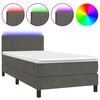 vidaXL Box Spring Bed with Mattress&LED Dark Grey 100x200cm Velvet