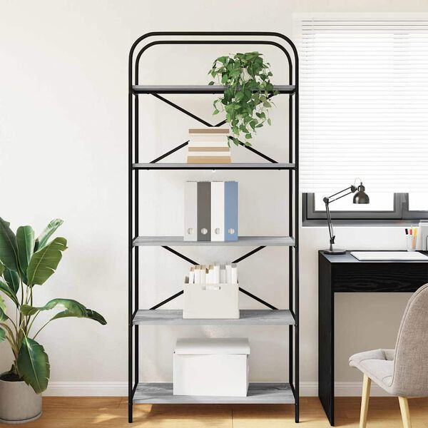 vidaXL Bookshelf Grey Sonoma 80 x 30 x 183 cm Engineered wood