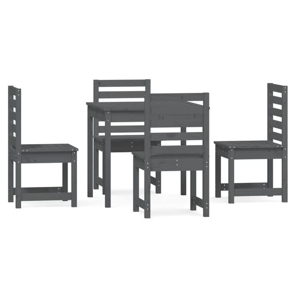 vidaXL 5 Piece Garden Dining Set Grey Solid Wood Pine