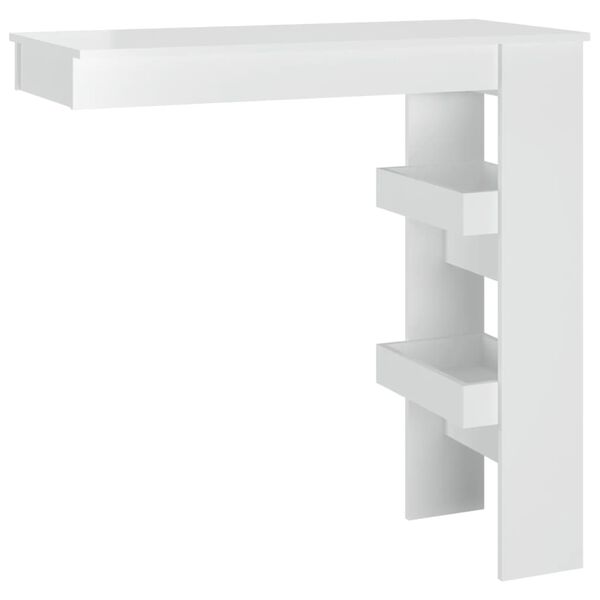 vidaXL Wall Bar Table High Gloss White 102x45x103.5 cm Engineered Wood