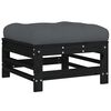 vidaXL Garden Footstools with Cushions 2pcs Black Solid Wood Pine