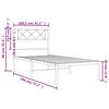 vidaXL Metal Bed Frame without Mattress with Headboard White 100x190cm