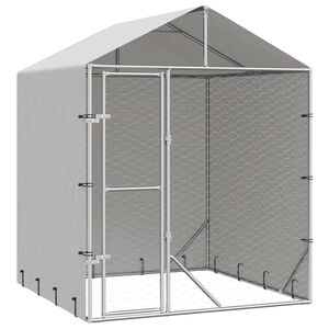 vidaXL Outdoor Dog Kennel with Roof Silver 2x2x2.5 m Galvanised Steel