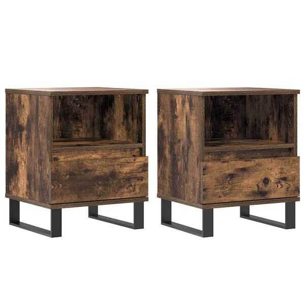 vidaXL Bedside Cabinets 2 pcs Smoked Oak 40x35x50 cm Engineered Wood