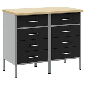 vidaXL Work Cabinet with Drawer 2 pcs Black and Grey 100 x 55 x 85 cm