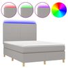vidaXL Box Spring Bed with Mattress&LED Light Grey 140x200 cm Fabric