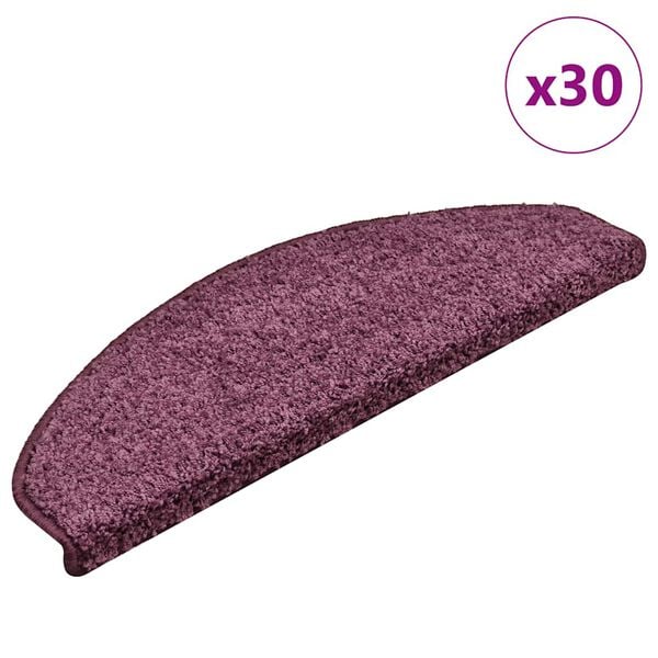 vidaXL Stair Mats 30 pcs 65x21x4 cm Dark Purple Half Round Large