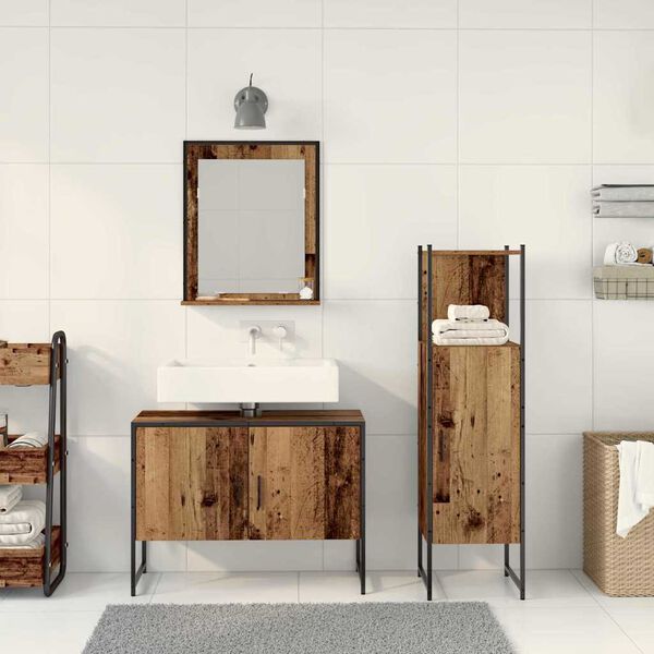 vidaXL Bathroom Furniture Set with Shelf 3 pcs Brown Engineered wood