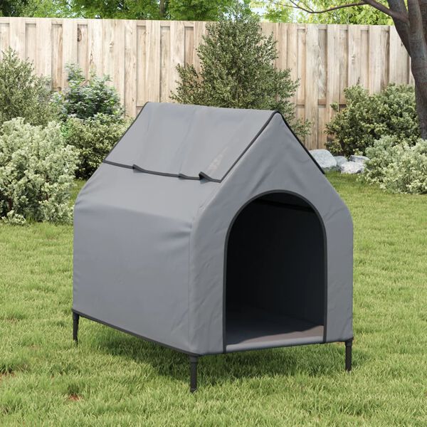 vidaXL Dog House Light Grey Oxford Fabric and Steel
