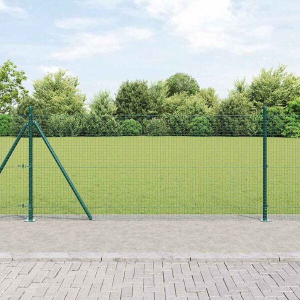 vidaXL Fence with Posts Green 1 x 10 m Steel