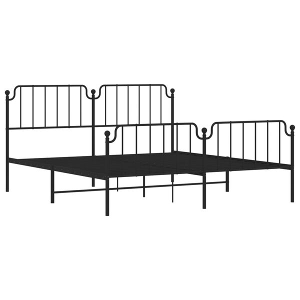 vidaXL Metal Bed Frame without Mattress with Footboard Black 180x200cm