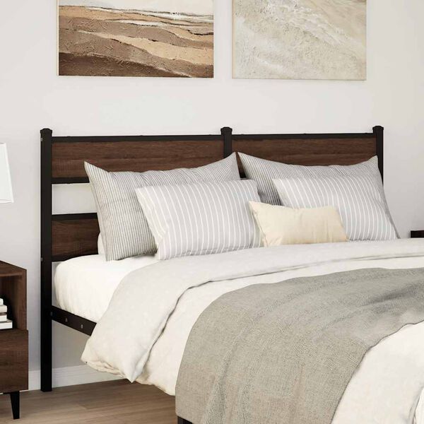 vidaXL Headboard Brown Oak 135 cm Steel and Engineered Wood