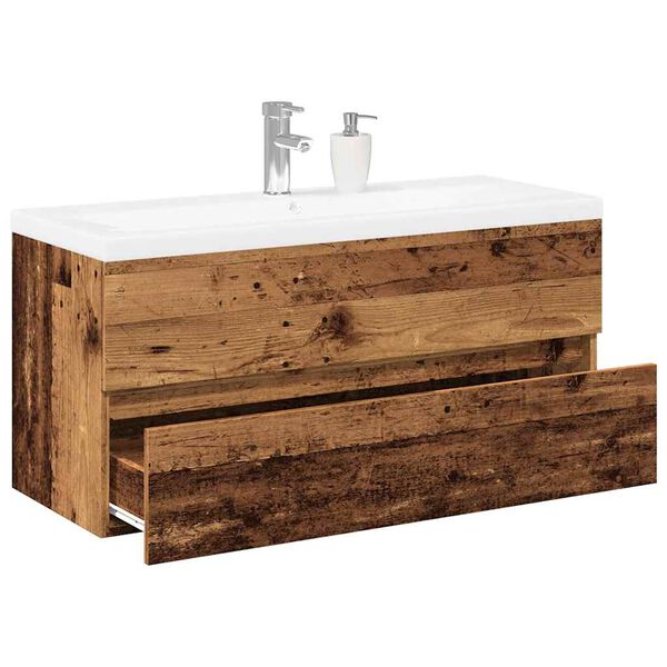 vidaXL Sink Cabinet with Built-in Basin Old Wood