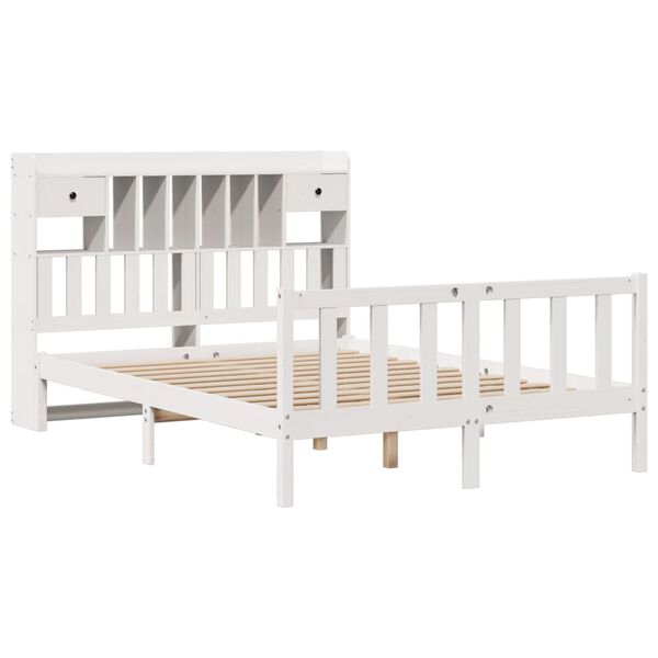 vidaXL Bookcase Bed without Mattress White 140x200 cm Solid Wood Pine