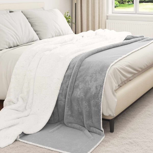 vidaXL Throw Blanket Grey 240 x 270 cm Fleece