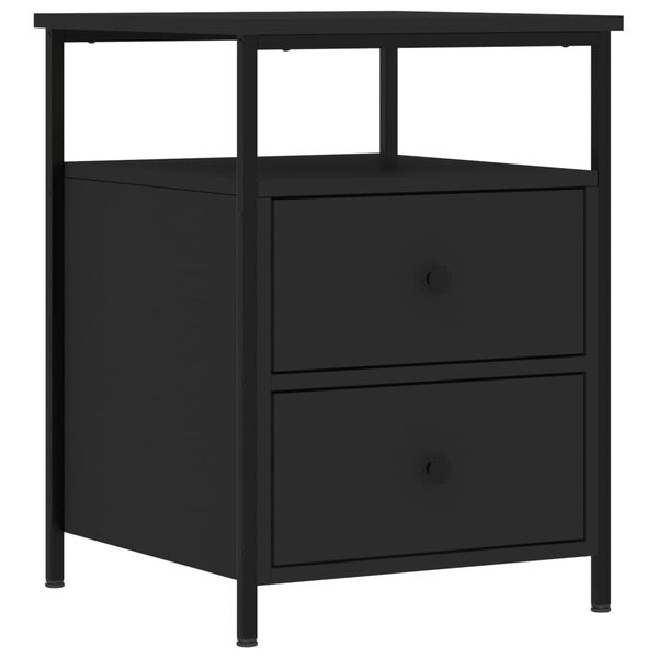 vidaXL Bedside Cabinet Black 44x45x60 cm Engineered Wood