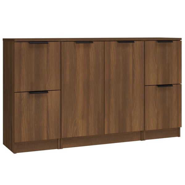 vidaXL Sideboards 3 pcs Brown Oak Engineered Wood