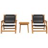 vidaXL Garden Chairs with Table 3 pcs Black Solid Acacia wood