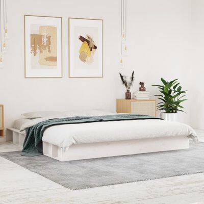 vidaXL Bed Frame White 200x200 cm Solid Wood Pine
