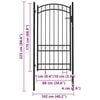 vidaXL Fence Gate with Arched Top Steel 100x123.5 cm Black