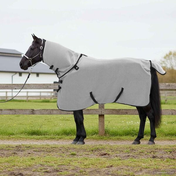 vidaXL Horse Blanket Full Light Grey and Pink Polyester