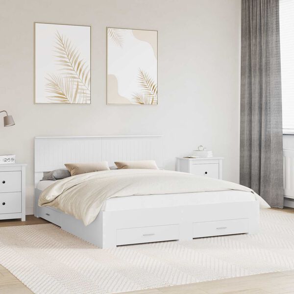 vidaXL Bed Frame with Headboard White 160 x 200 cm Engineered Wood