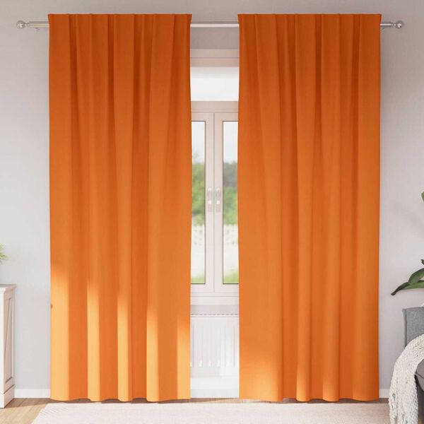 vidaXL Blackout Curtains with Rings 2 pcs Bright Orange 260 x 140 cm