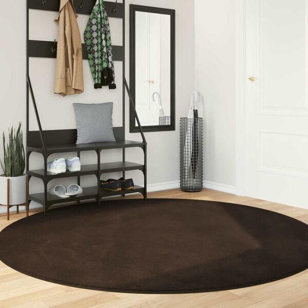 vidaXL Area Rugs Round HUARTE Brown &Oslash; 200 CM Polyester