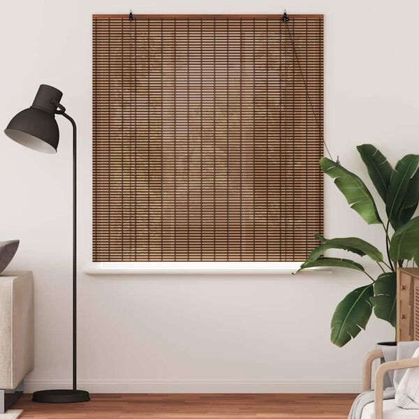 vidaXL Roller Blind with Curtains Manual Brown 150 x 160 cm Bamboo