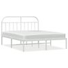 vidaXL Metal Bed Frame without Mattress with Headboard White 160x200cm