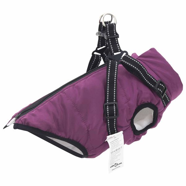 vidaXL Dog Coat with Harness Purple L32 Fleece and Polyester