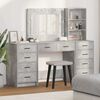 vidaXL Dressing Table with Drawer 3 pcs Concrete Grey Engineered Wood