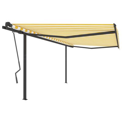vidaXL Automatic Retractable Awning with Posts 4x3.5 m Yellow & White