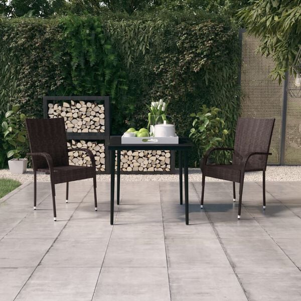 vidaXL 3 Piece Garden Dining Set Brown and Black