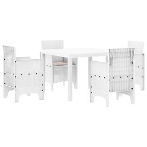 vidaXL Garden Dining Set 5 pcs White Polypropylene